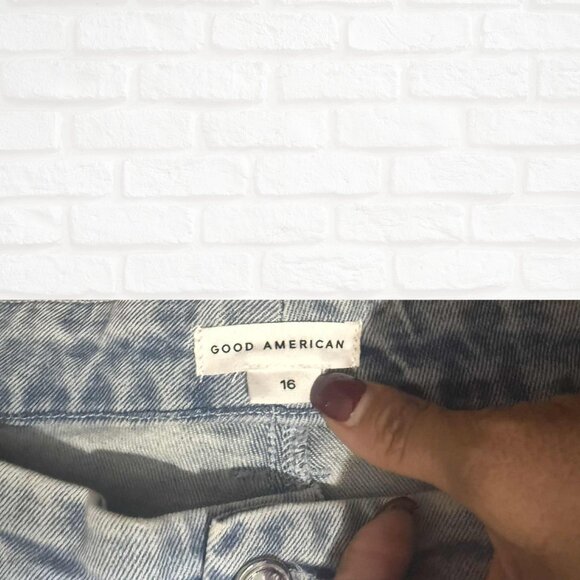 Good American Good Waist Palazzo Jeans Light Blue Size 16 Plus Wide Leg HighRise - Picture 6 of 11